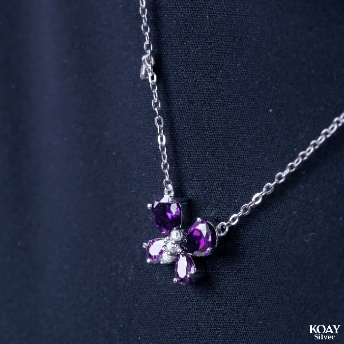 Zircon Butterfly Purple Necklace KOAY Silver Store Necklaces