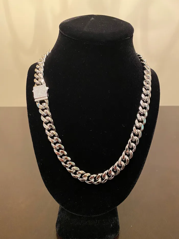 12mm Hybrid Miami Cuban Link Chain 925 SilverWhite Gold DripGawd Jewelry Rings