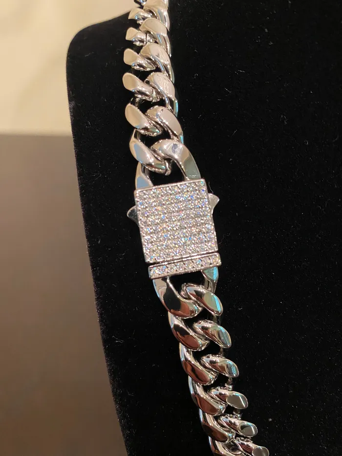 12mm Hybrid Miami Cuban Link Chain 925 SilverWhite Gold DripGawd Jewelry Rings