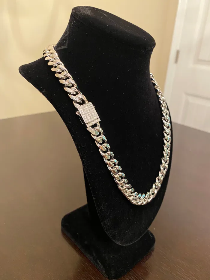 12mm Hybrid Miami Cuban Link Chain 925 SilverWhite Gold DripGawd Jewelry Rings