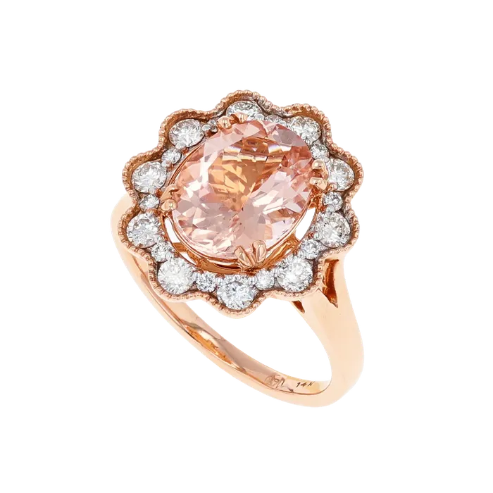 14K Rose Gold Morganite Diamond Ring 362TGW Shop IDC estore Rings