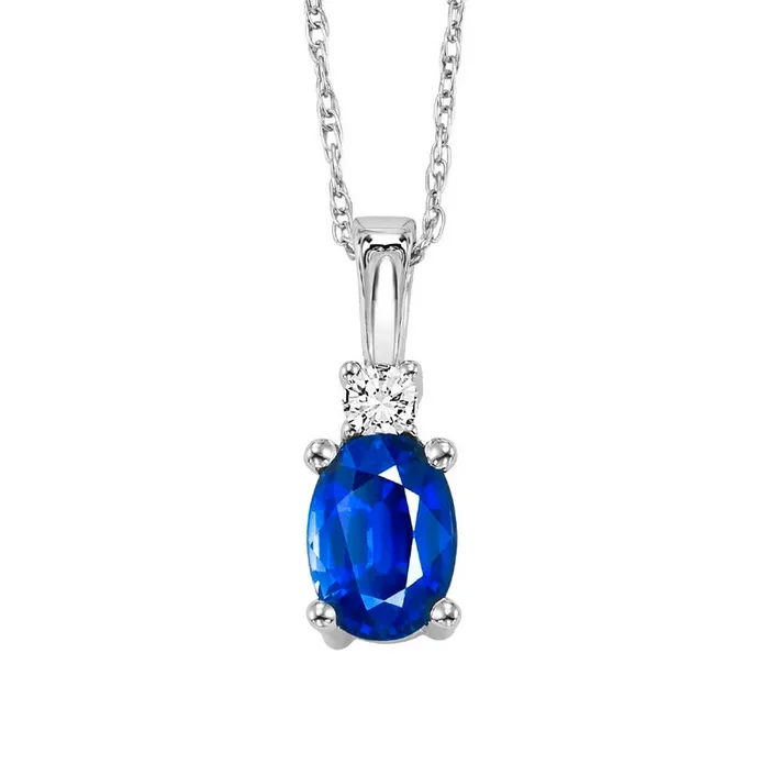 14K White Gold Color Ensembles Prong Created Sapphire Necklace 125CT Gems One Necklaces 14K White Gold Color Ensembles Prong Created Sapphire Necklace 125CT Gems One Necklaces