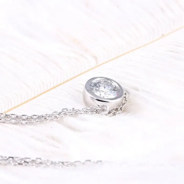 14k White Gold Moissanite Pendant Necklace 05ct Luxus Moissanite Rings Jewelry Necklaces