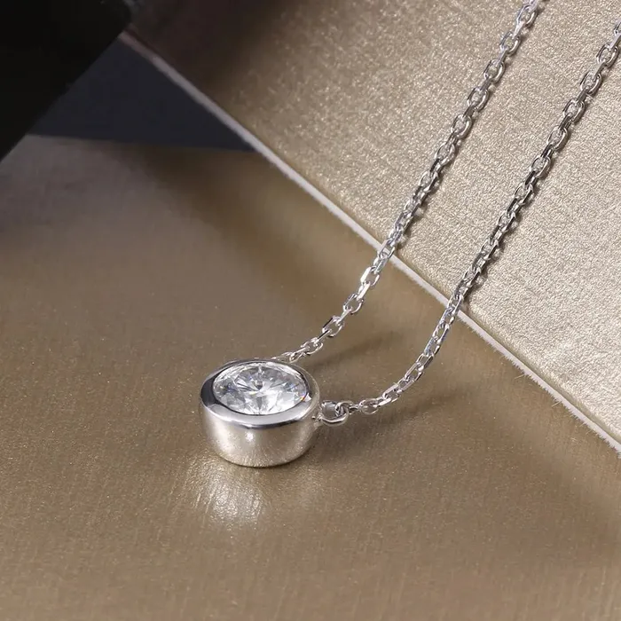 14k White Gold Moissanite Pendant Necklace 05ct Luxus Moissanite Rings Jewelry Necklaces