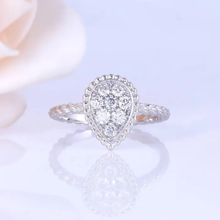 18k White Gold Vintage Moissanite Custom Rings 045ct Total Luxus Moissanite Rings Jewelry PreStyled Sets