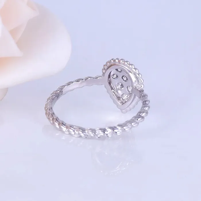 18k White Gold Vintage Moissanite Custom Rings 045ct Total Luxus Moissanite Rings Jewelry PreStyled Sets