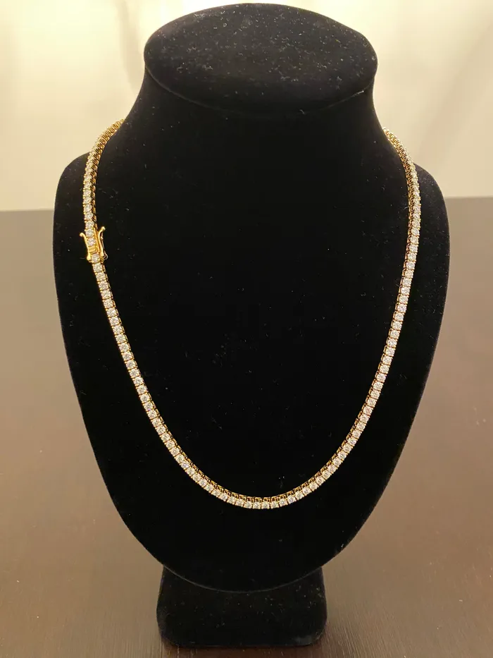 3mm Moissanite Tennis Chain 925 SilverYellow Gold DripGawd Jewelry Necklaces