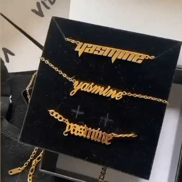 aiobo Script Nameplate Necklace Necklaces