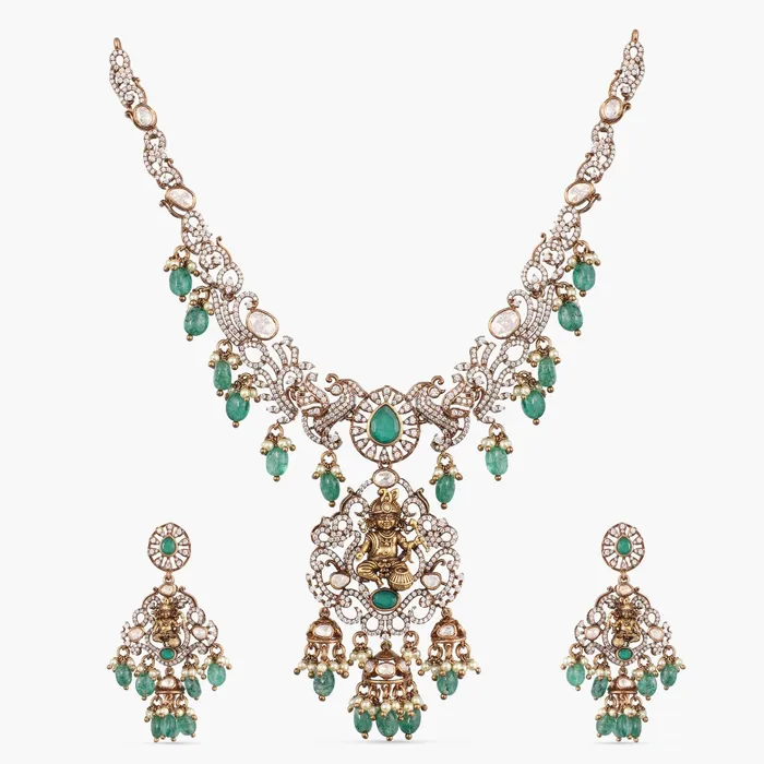 Akhila Moissanite Silver Necklace Set SILVER Necklaces