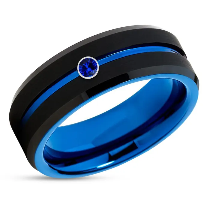 Black Tungsten Wedding Ring Blue Sapphire Ring Tungsten Wedding Ring Wedding Band Clean Casting Jewelry Rings Black Tungsten Wedding Ring Blue Sapphire Ring Tungsten Wedding Ring Wedding Band Clean Casting Jewelry Rings