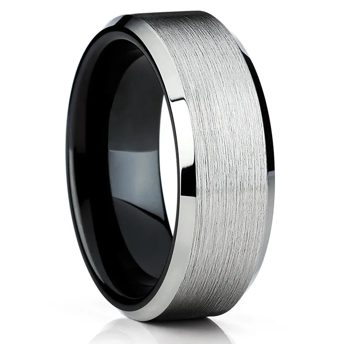 Black Wedding Ring Tungsten Wedding Ring Black Wedding Band Tungsten Ring Clean Casting Jewelry Rings