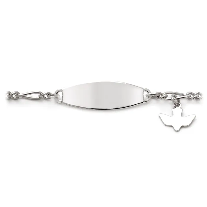 Bracelets Speidel My First ID Bracelet with Plaque and Dove Charm Silver Tone Bracelets Speidel My First ID Bracelet with Plaque and Dove Charm Silver Tone