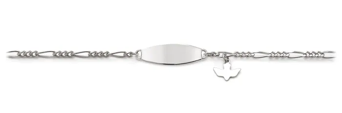 Bracelets Speidel My First ID Bracelet with Plaque and Dove Charm Silver Tone