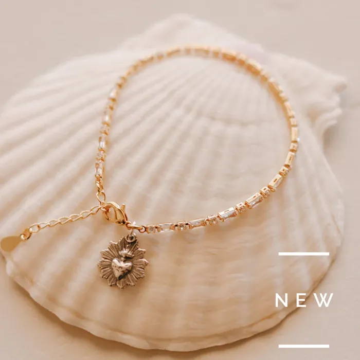 Bracelets The Little Catholic Sacred Heart Tennis Bracelet TwoTone