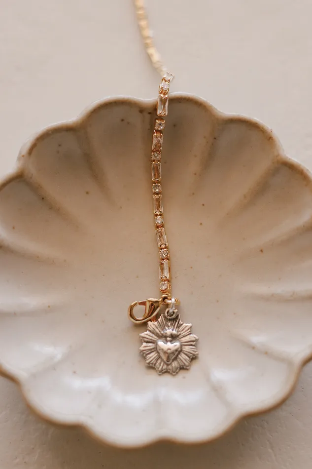Bracelets The Little Catholic Sacred Heart Tennis Bracelet TwoTone