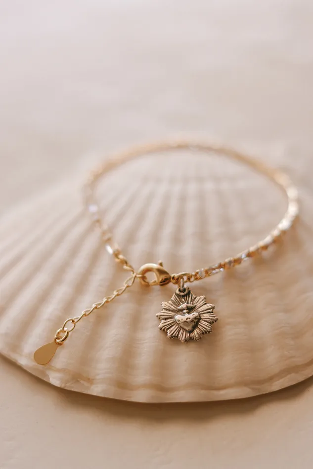 Bracelets The Little Catholic Sacred Heart Tennis Bracelet TwoTone