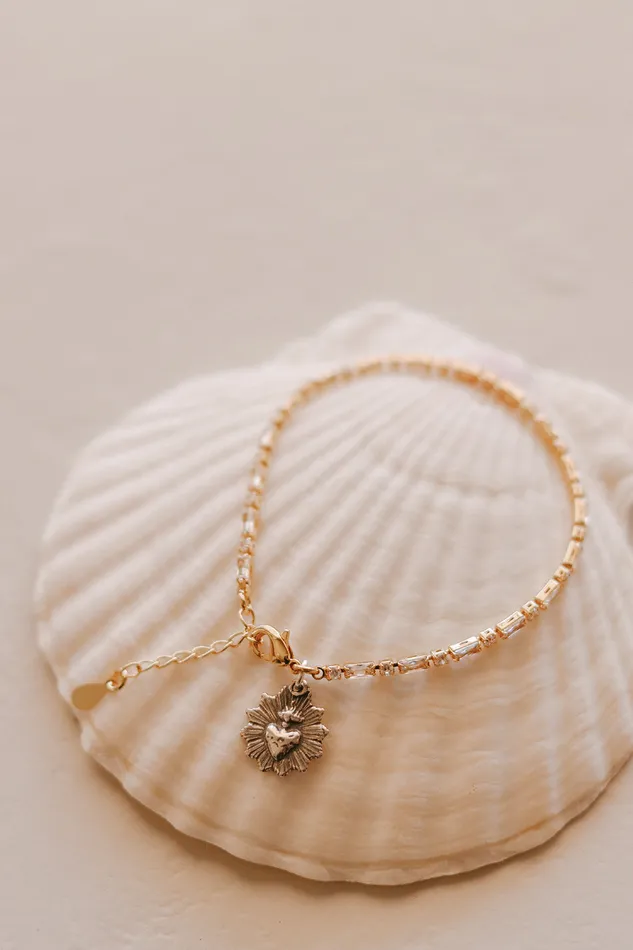 Bracelets The Little Catholic Sacred Heart Tennis Bracelet TwoTone