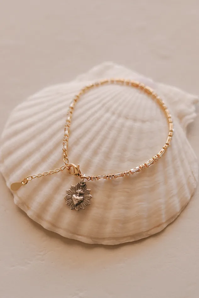 Bracelets The Little Catholic Sacred Heart Tennis Bracelet TwoTone