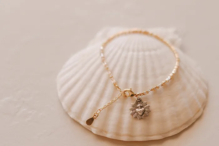 Bracelets The Little Catholic Sacred Heart Tennis Bracelet TwoTone