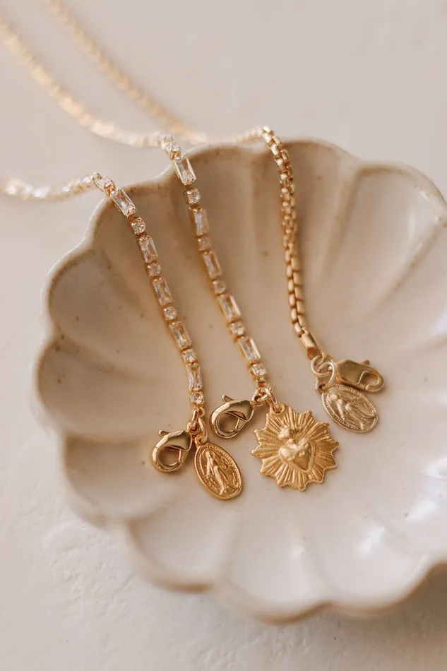 Bracelets The Little Catholic Sacred Heart Tennis Bracelet TwoTone