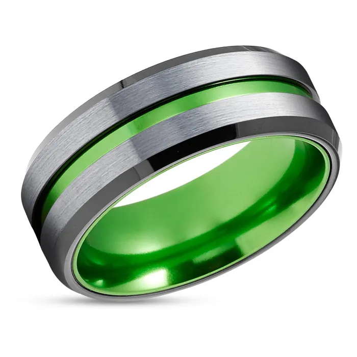 Clean Casting Jewelry Green Tungsten Ring Black Tungsten Ring Green Wedding Band Tungsten Ring Rings