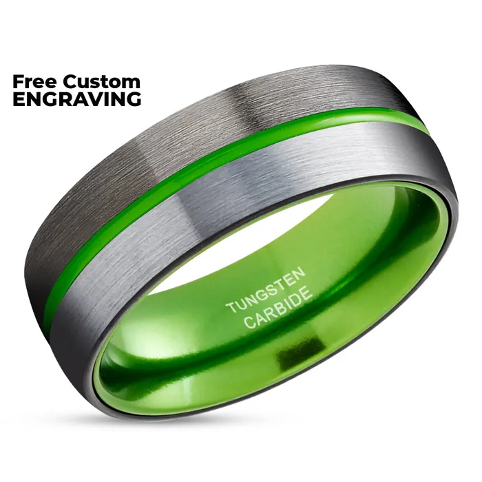 Clean Casting Jewelry Gunmetal Tungsten Ring Green Wedding Ring Tungsten Wedding Ring Gunmetal Ring Rings