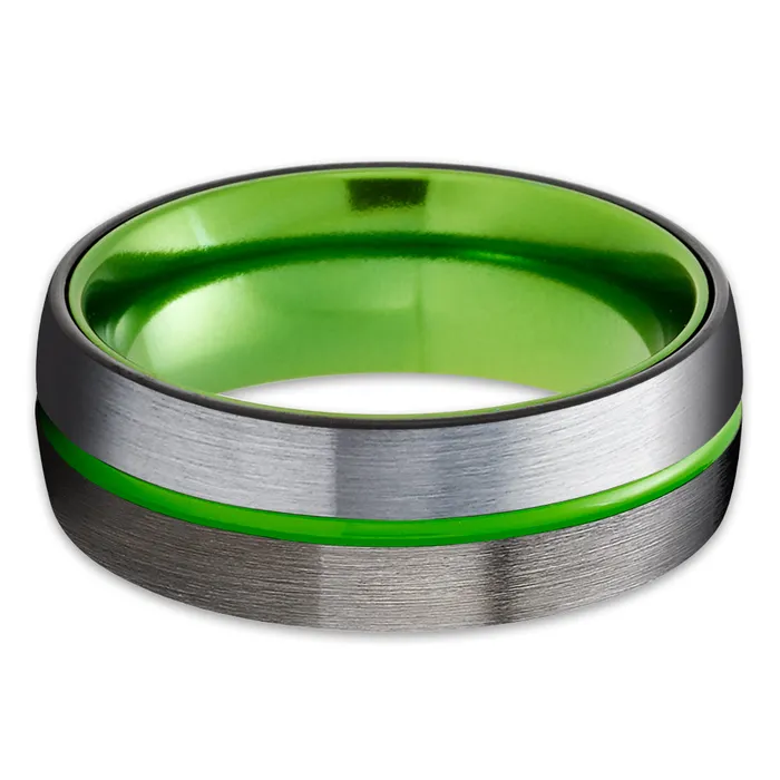 Clean Casting Jewelry Gunmetal Tungsten Ring Green Wedding Ring Tungsten Wedding Ring Gunmetal Ring Rings