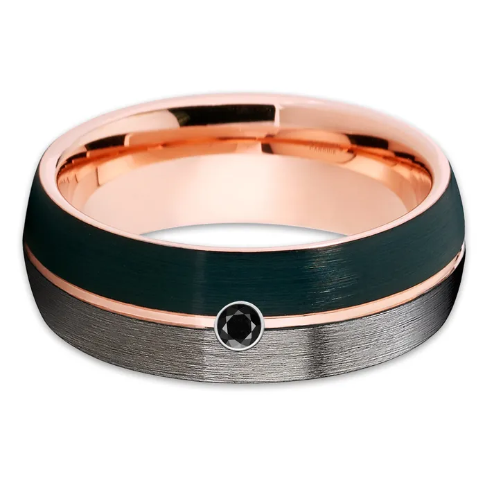 Clean Casting Jewelry Gunmetal Tungsten Wedding Ring Black Diamond Ring Rose Gold Wedding Ring Rings