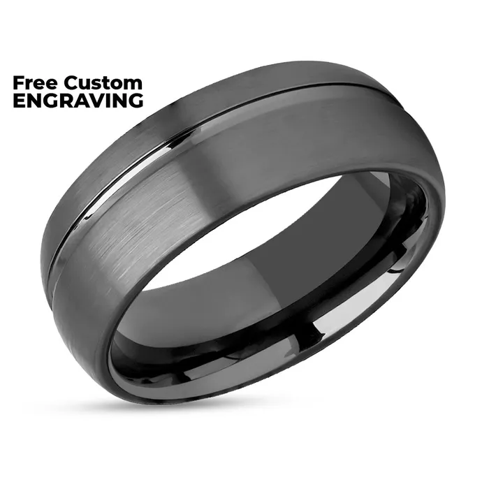 Clean Casting Jewelry Gunmetal Wedding Ring 8mm Wedding Ring Tungsten Wedding Ring Gunmetal Tungsten Ring Rings