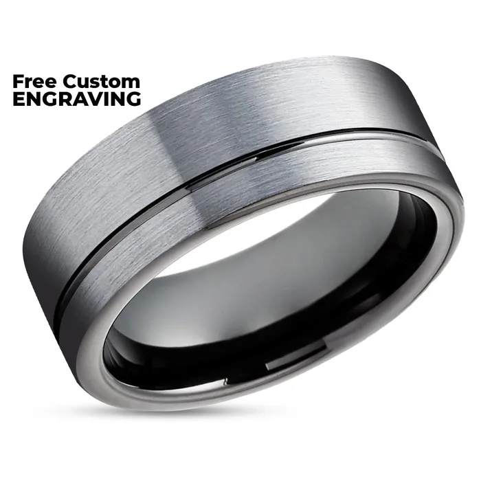 Clean Casting Jewelry Rings Black Wedding Ring Gray Wedding Band Tungsten Wedding Ring Tungsten Carbide Ring