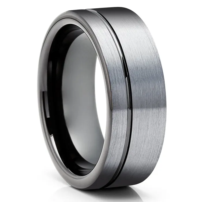 Clean Casting Jewelry Rings Black Wedding Ring Gray Wedding Band Tungsten Wedding Ring Tungsten Carbide Ring