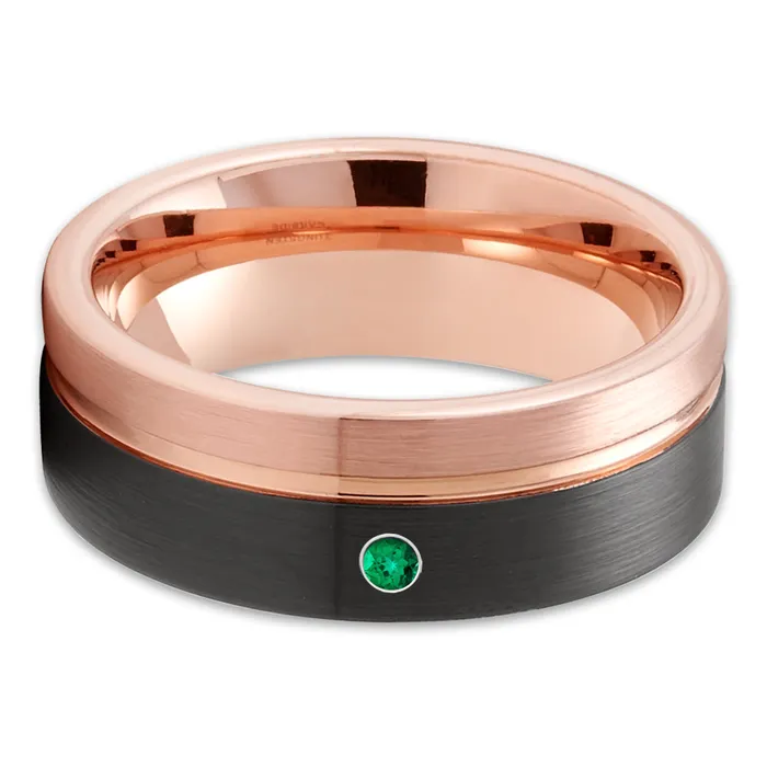 Clean Casting Jewelry Rings Black Wedding Ring Tungsten Wedding Ring Rose Gold Tungsten Ring Emerald Ring