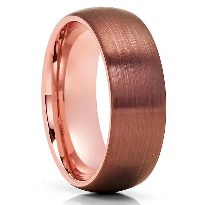 Clean Casting Jewelry Rings Espresso Tungsten Wedding Ring Rose Gold Rose Gold Tungsten Wedding Ring