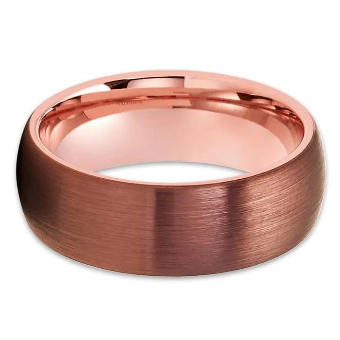 Clean Casting Jewelry Rings Espresso Tungsten Wedding Ring Rose Gold Rose Gold Tungsten Wedding Ring