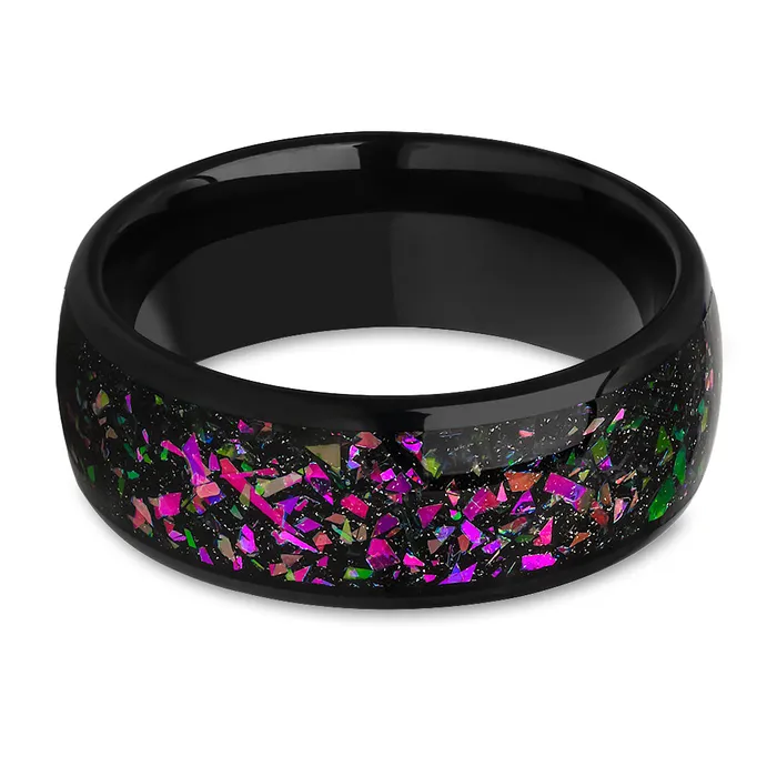 Clean Casting Jewelry Rings Purple Wedding Ring Black Wedding Ring Tungsten Wedding Band 8mm Ring Abalone Ring