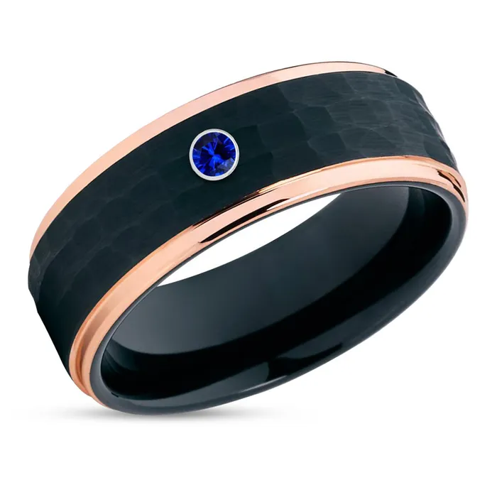 Clean Casting Jewelry Rings Rose Gold Tungsten Ring Black Tungsten Blue Sapphire Ring Black Wedding Band Clean Casting Jewelry Rings Rose Gold Tungsten Ring Black Tungsten Blue Sapphire Ring Black Wedding Band