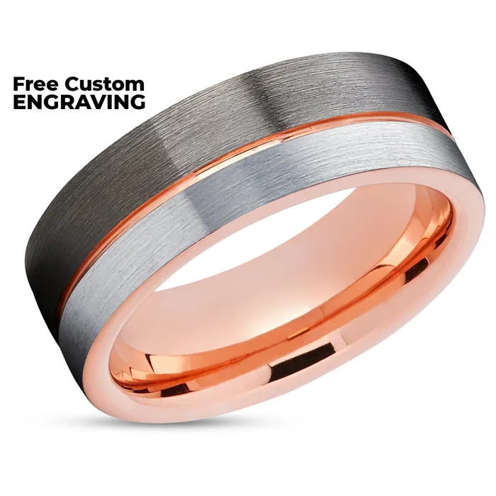 Clean Casting Jewelry Rings Rose Gold Tungsten Ring Rose Gold Wedding Ring Tungsten Carbide Ring Wedding Band
