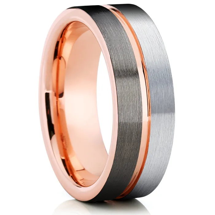 Clean Casting Jewelry Rings Rose Gold Tungsten Ring Rose Gold Wedding Ring Tungsten Carbide Ring Wedding Band