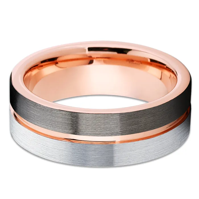 Clean Casting Jewelry Rings Rose Gold Tungsten Ring Rose Gold Wedding Ring Tungsten Carbide Ring Wedding Band