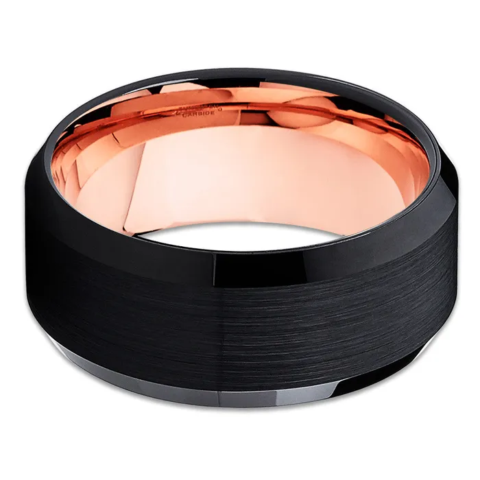 Clean Casting Jewelry Rings Rose Gold Tungsten Wedding Band Black Ring Tungsten Wedding Band Black Ring