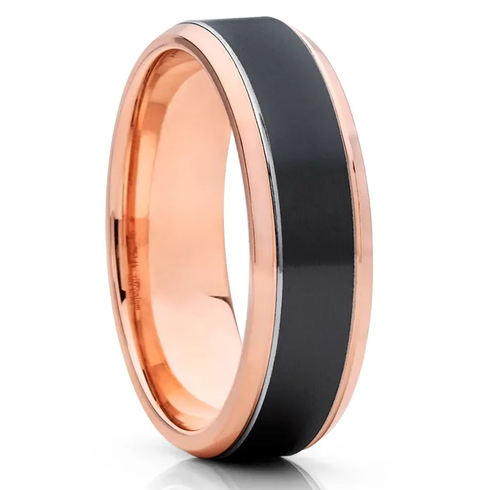 Clean Casting Jewelry Rings Rose Gold Wedding Ring Zirconium Wedding Band 14k Rose Gold Black Wedding Ring