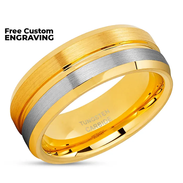 Clean Casting Jewelry Rings Tungsten Wedding Ring Yellow Gold Ring Yellow Gold Tungsten Ring Engagement Ring