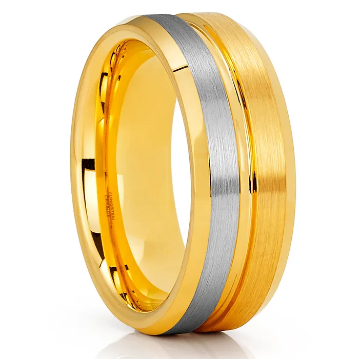 Clean Casting Jewelry Rings Tungsten Wedding Ring Yellow Gold Ring Yellow Gold Tungsten Ring Engagement Ring