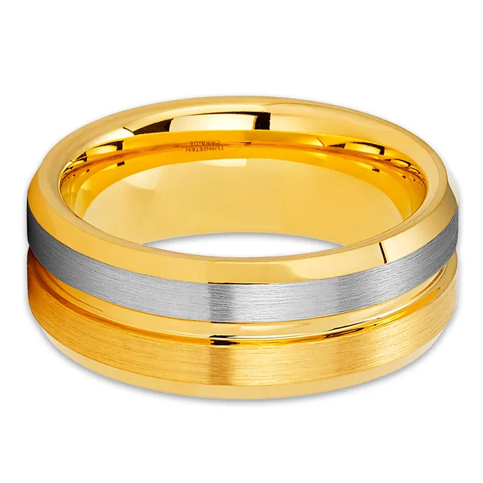 Clean Casting Jewelry Rings Tungsten Wedding Ring Yellow Gold Ring Yellow Gold Tungsten Ring Engagement Ring