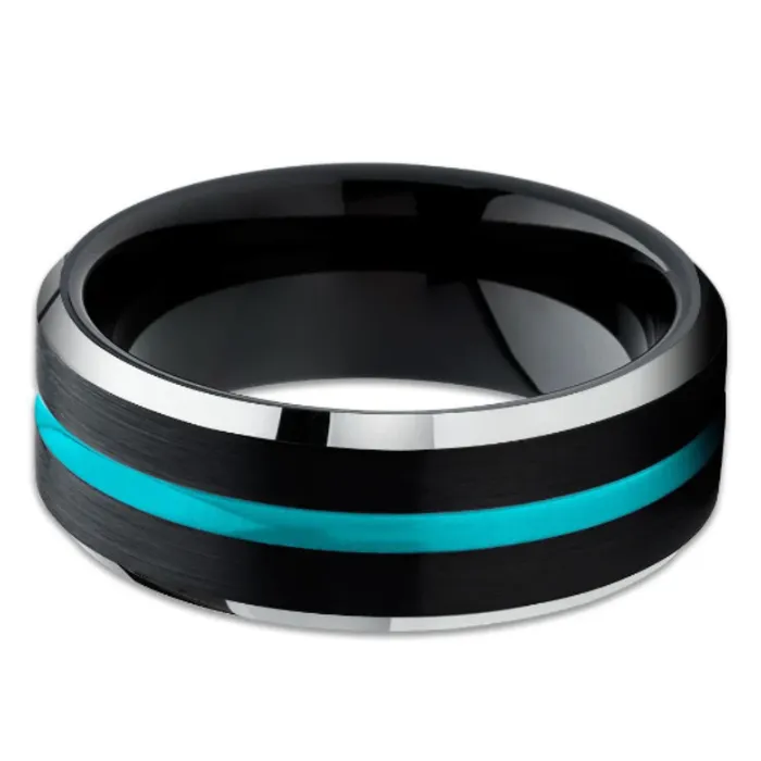 Clean Casting Jewelry Turquoise Wedding Ring Black Tungsten Wedding Ring Wedding Ring Turquoise Band Rings