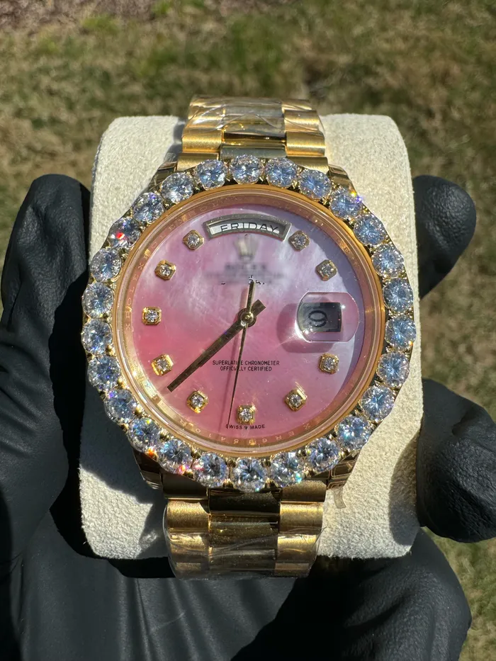 Custom Moissanite Watch Pearl FacePresidential DripGawd Jewelry Watches