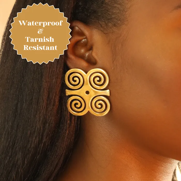 Earrings Adinkra 18ct gold plated stainless steel tarnish resistant earrings Omolola Jewellery Earrings Adinkra 18ct gold plated stainless steel tarnish resistant earrings Omolola Jewellery