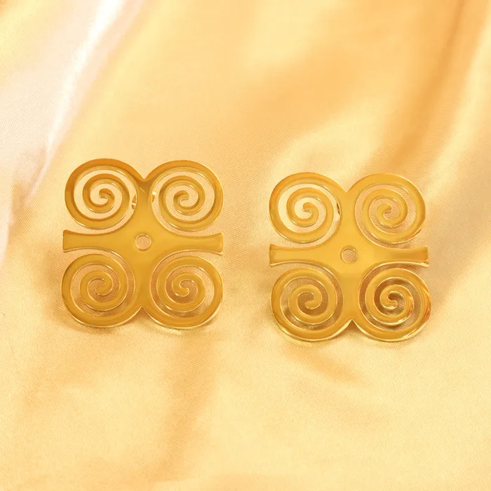 Earrings Adinkra 18ct gold plated stainless steel tarnish resistant earrings Omolola Jewellery