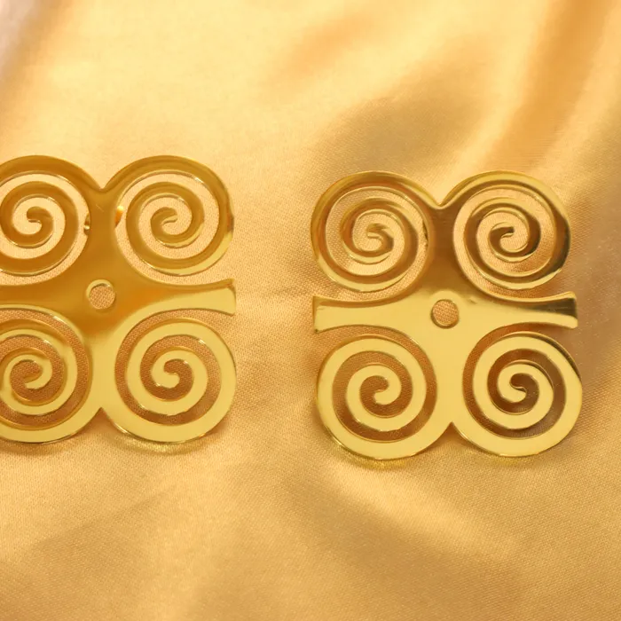 Earrings Adinkra 18ct gold plated stainless steel tarnish resistant earrings Omolola Jewellery