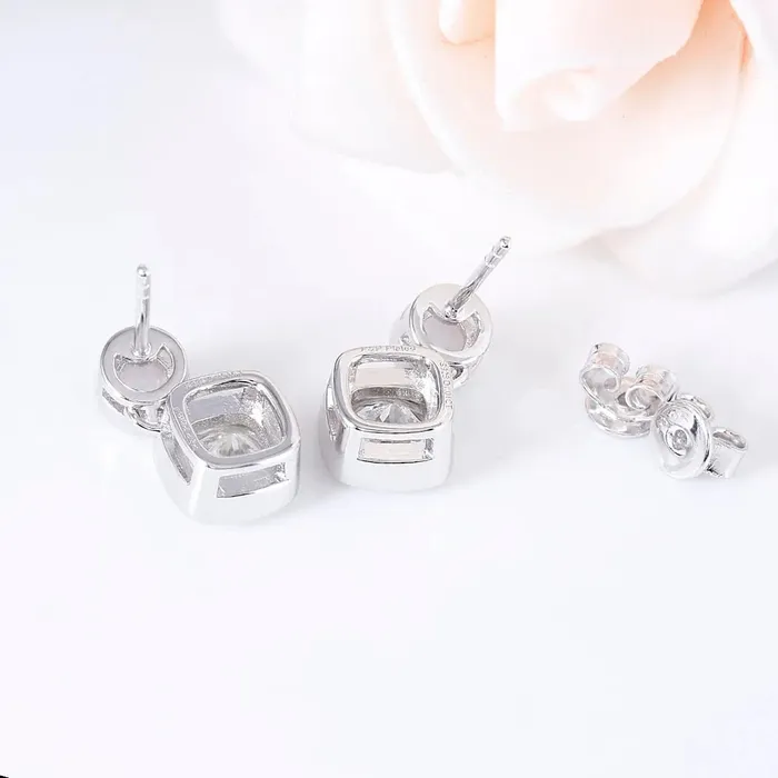 Earrings Luxus Moissanite Rings Jewelry Platinum Plated Silver Moissanite With White Opal Earrings 2ctw